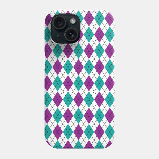 Purple and Teal Argyle Phone Case by PLLDesigns