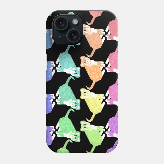 Rainbow Geometric Kittens Phone Case by zody