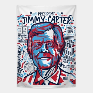 Retro Pop Art Portrait of President Jimmy Carter 1976 // Street Art Jimmy Carter Tapestry