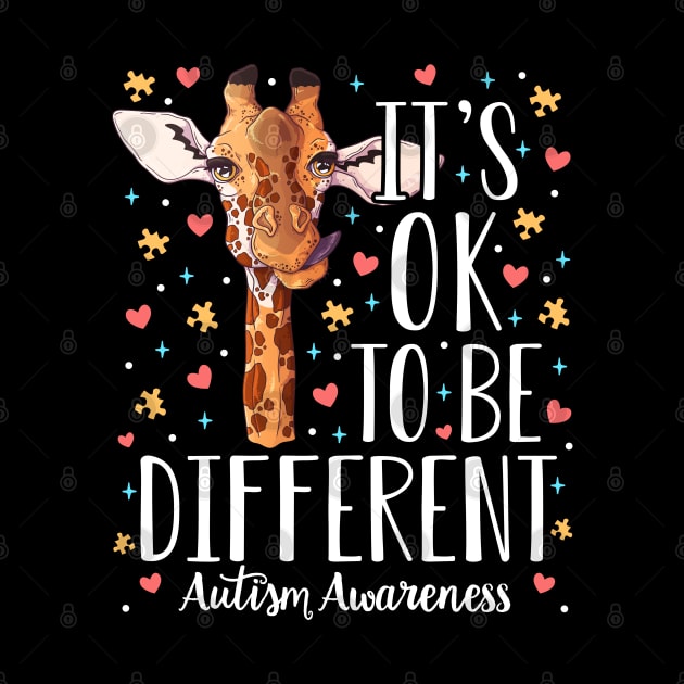 Autism Awareness Giraffe It's Ok to Be Different Autistic by CreativeShirt