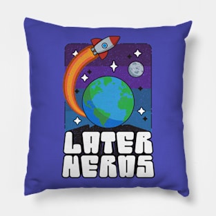 Space Rocket Funny Cartoon Sci Fi Later Nerds Pillow