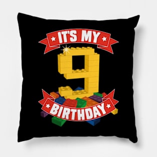 It's My Birthday 9th Years Old Block Building Boys Girls Pillow