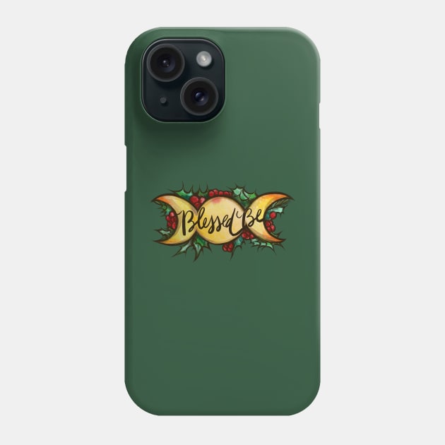 Blessed Be Yule Triple Moon Phone Case by bubbsnugg