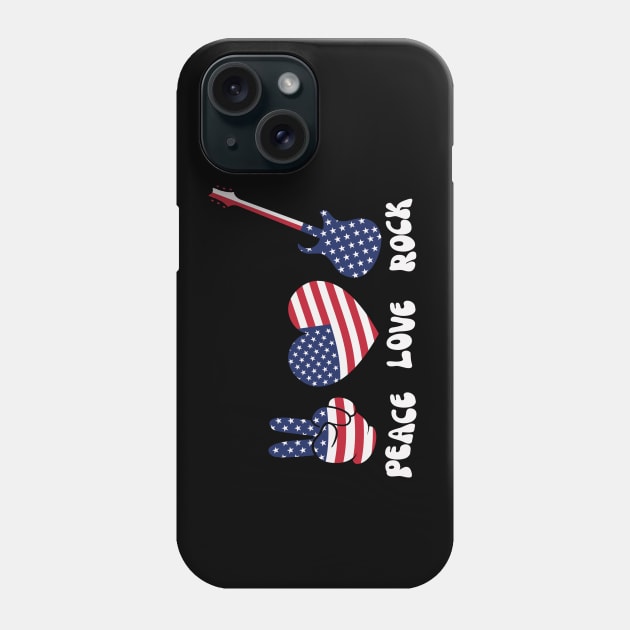 Peace Love Rock USA 4th Of July Phone Case by Teewyld