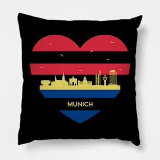 Germany Skyline cityscape Heart Shape Birds Flying Munich Pillow