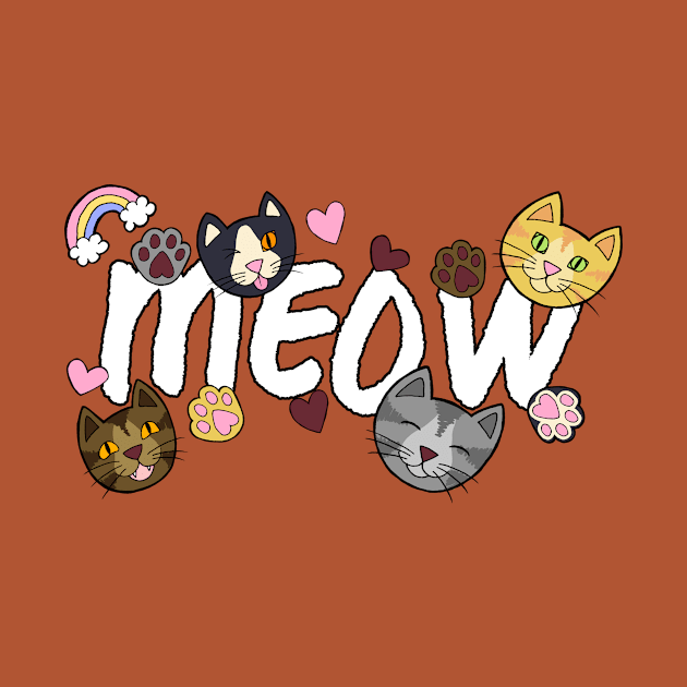 MEOW! Heavenly Cute Doodle Cats, Hearts, and Paws by FatCatSwagger