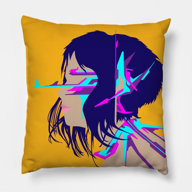 Cyberpunk Girl Pillow by comecuba67