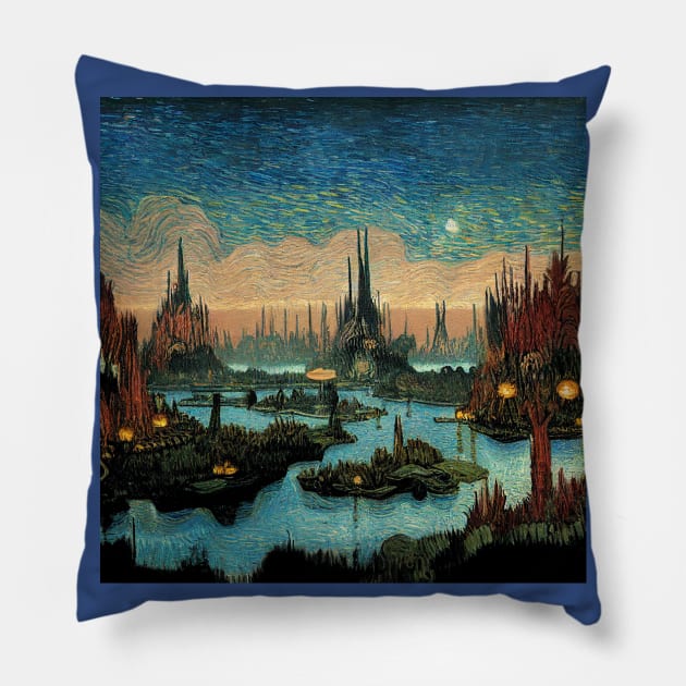 Starry Night in Kashyyyk Pillow by Grassroots Green