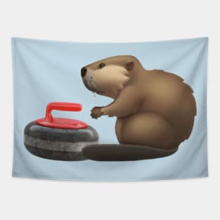 Curling Beaver Tapestry