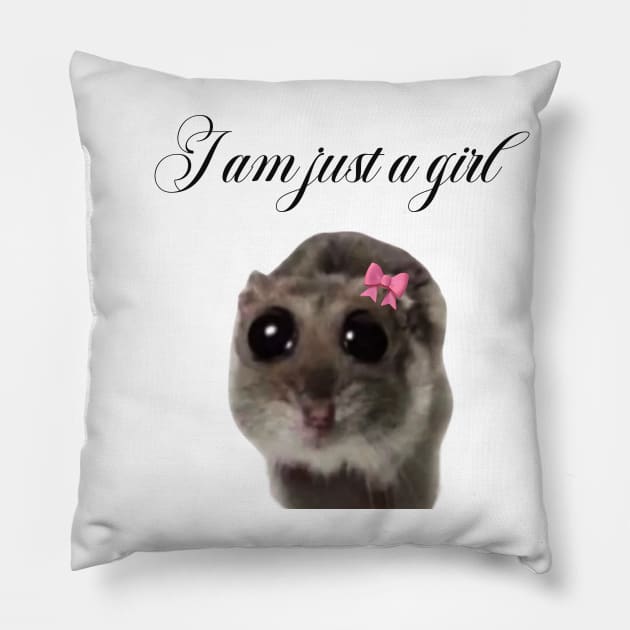 I am Just A Girl Hamster Meme Baby Tee 90s Style Tshirt Weird tshirt Y2k Coquette Aesthetic Funny Tshirt Soft Girl Pillow by Hamza Froug