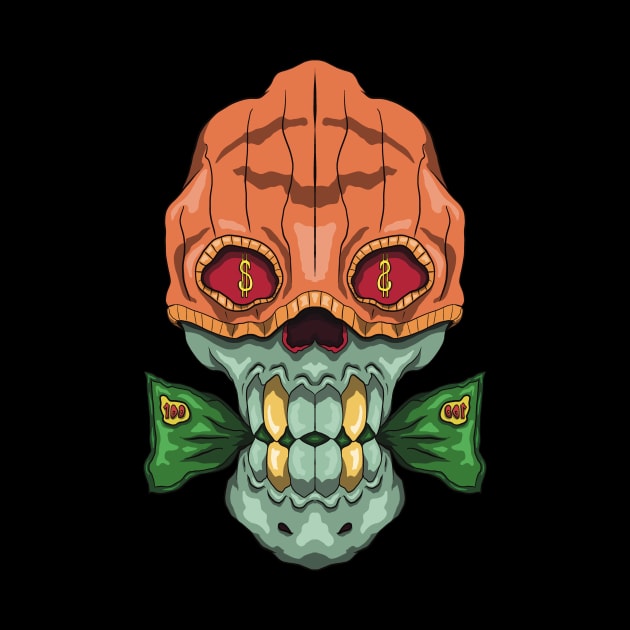 crazy money skull by Watidstudio