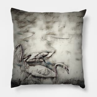 Two swans Pillow