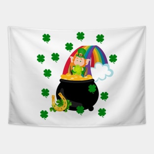 Leprechaun on rainbow Tapestry