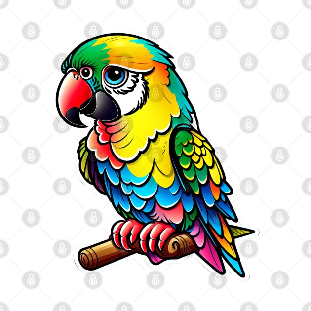 Cute happy macaw parrot yellow, green and blue by Oranjade0122