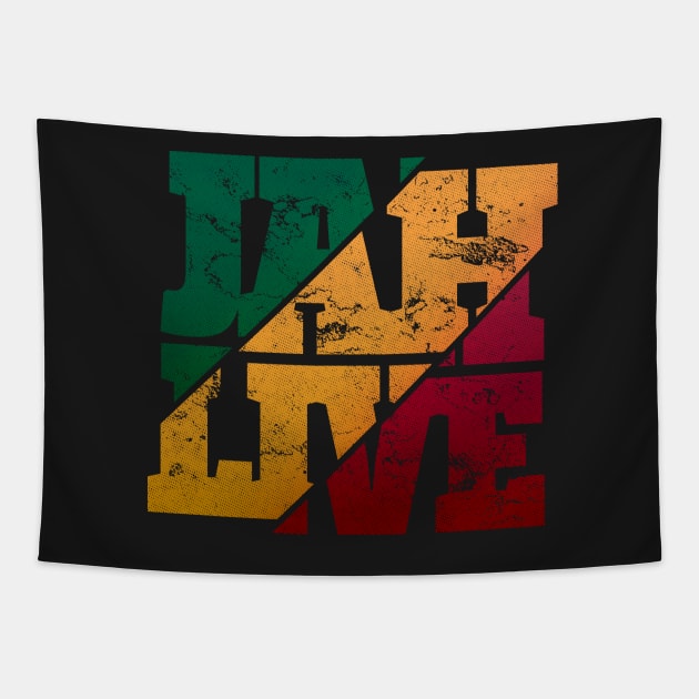 Jah Live Rasta Colors Distressed Reggae Tapestry by rastauniversity
