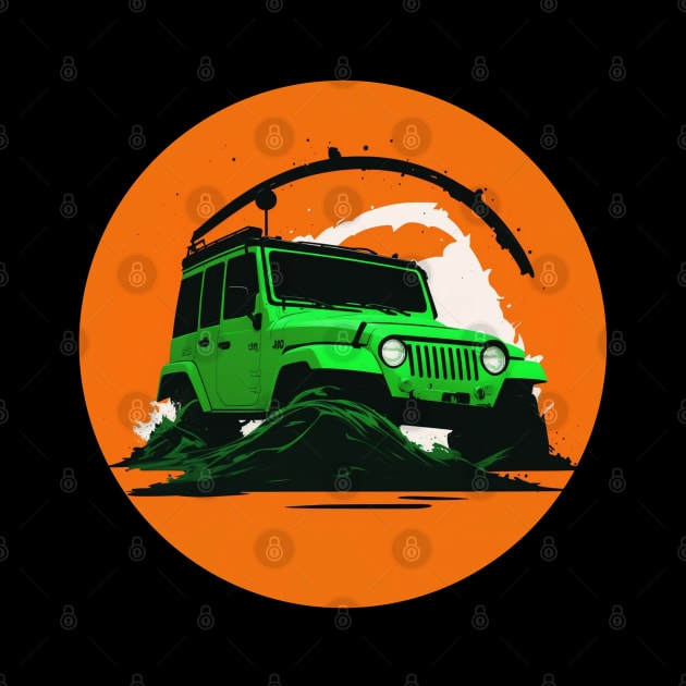 Jeep vehicle green orange design by The Wonder View