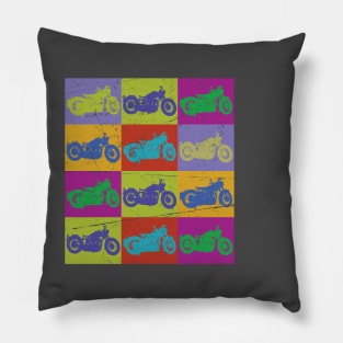 Vintage coloured silhuette Motorcycles Pillow