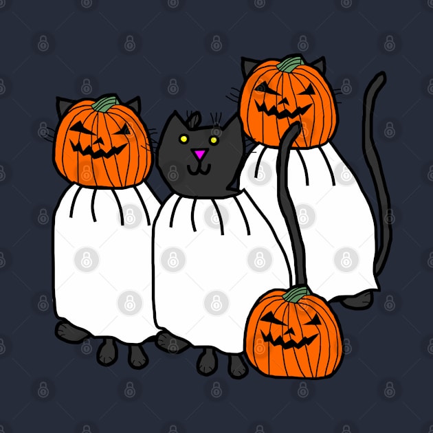 Halloween Horror Cats in Pumpkin Head Costumes by ellenhenryart