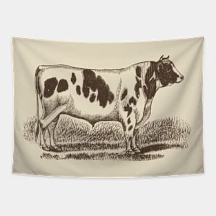 Holstein Bull Vintage Illustration Tapestry