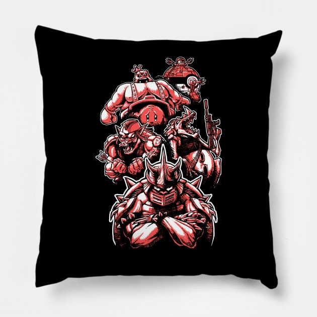 8-Bit Ninja Villains Pillow by PeterTheHague