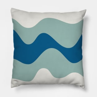 Ocean Waves Pattern - Blue and White Pillow