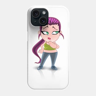 long hair beautiful girl cartoon character for young kids Phone Case