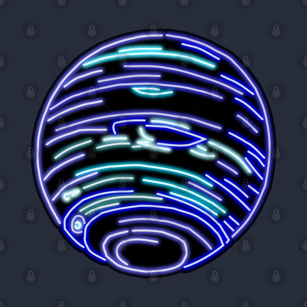 Electric Solar System Neon Neptune by gkillerb