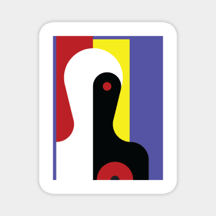 Modified Heinrich Hoerle Abstract Female Frontal Cubist Shapes Black White Red Yellow Blue Magnet