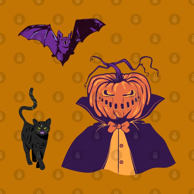 Pumpkin, Cat, Bat - Scary halloween by O.M design