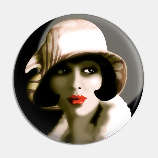 Woman Retro Dreamy Portrait Pin by BluedarkArt