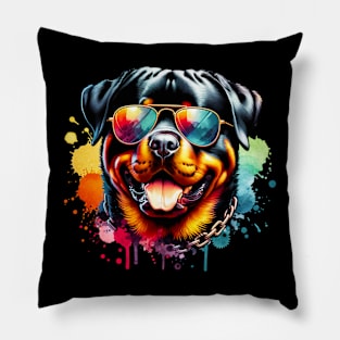 Watercolor Rottweiler Dog Pillow