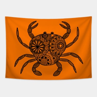 Mandala Crab (orange and black) Tapestry