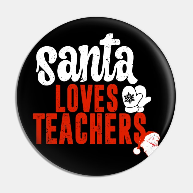 Santa's Favorite Teacher Christmas Women Men Santa Hat Xmas Pin by KRMOSH