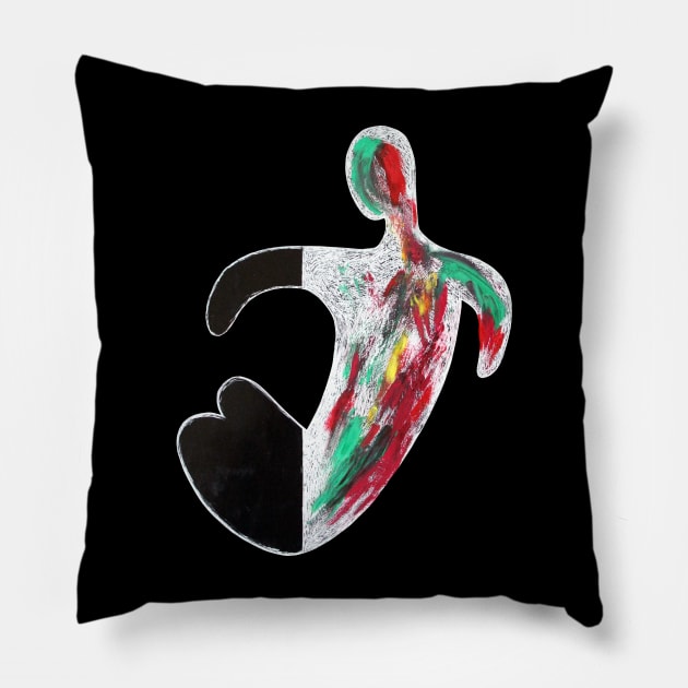 Abstract Anatomy Naked Body Colorful Ink Painting Strokes Pillow by Inogitna Designs