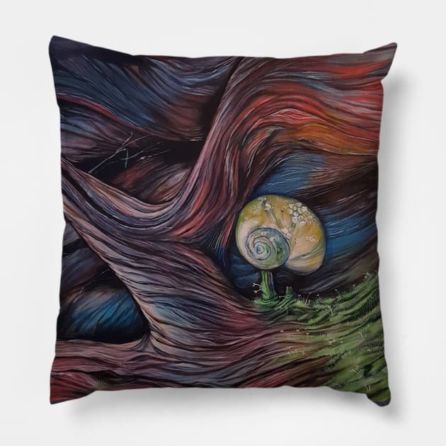 moon snail driftwood beach Pillow by StephaniePerryArt
