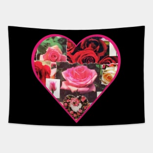 Roses Heart Shaped Collage Tapestry