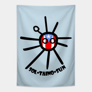 Puerto Rico Taino Sun Boricua Flag Text Tapestry