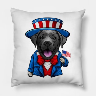 Fourth of July Black Labrador Retriever Pillow