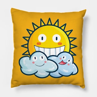 Kawaii Sun and clouds Pillow