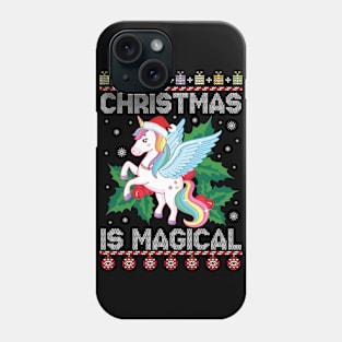 Sweater Unicorn Flying Snow Merry Christmas Day Is Magical Phone Case