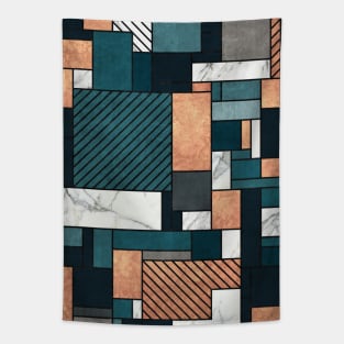Random Pattern - Copper, Marble, and Blue Concrete Tapestry