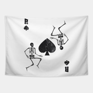 Ace Of Spades Card Skeleton Dance Gothic Halloween Tapestry