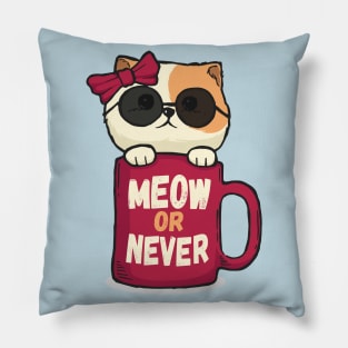 Meow or never cat lovers Pillow