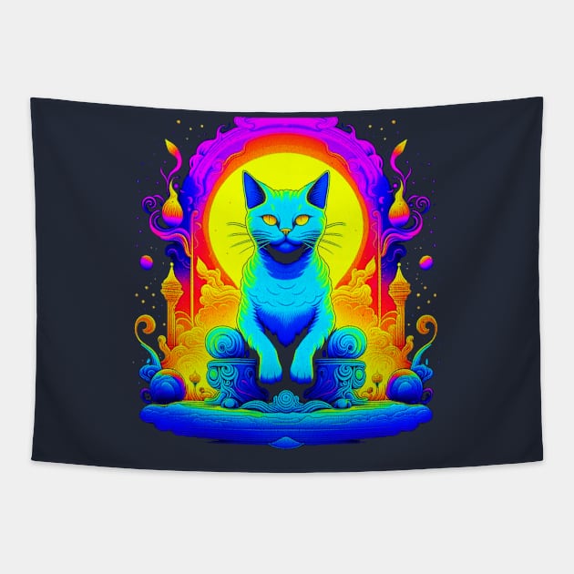 Reigning Cat On Throne Tapestry by vystudio