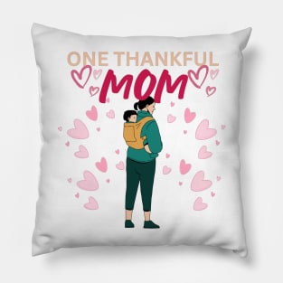 One Thankful Mom - Heart Illustration Pillow