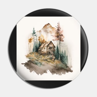 Muted Mountain Cabin Pin