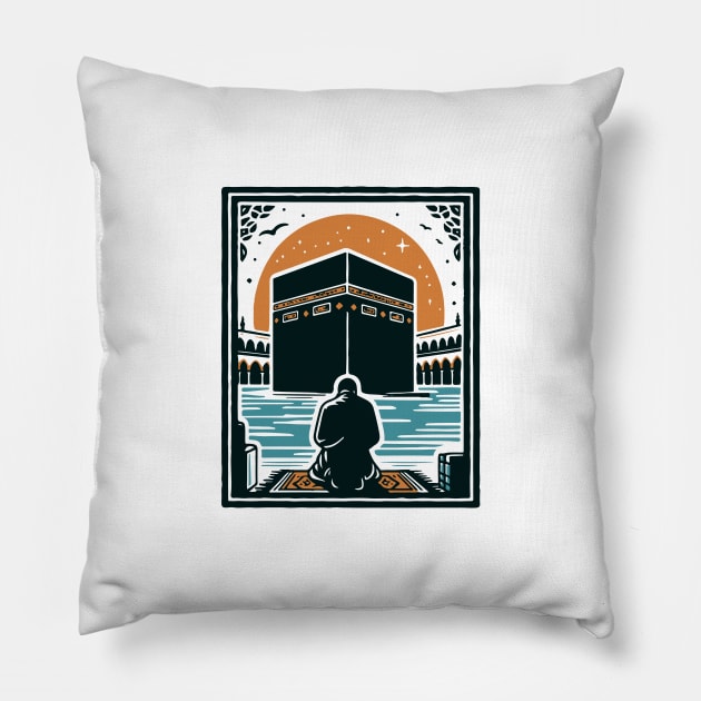 Praying in front of the Kaaba - Mecca Pillow by Yaydsign