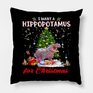 I Want A Hippopotamus For Christmas Xmas Hippo Gift for Kid Women Pillow