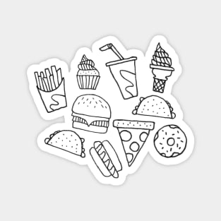 Fast Food Monoline Doodle Magnet