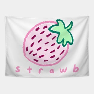 Strawb - Cute Kawaii Pastel Funny Strawberry Meme Crayon Drawing Tapestry